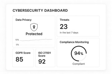 AI-Generated Minimal White Cybersecurity Dashboard with Privacy & Compliance
Metrics