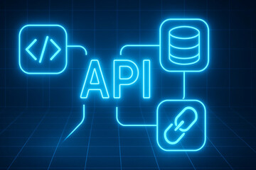 Fototapeta premium API Automation and Integration Framework Showcasing Seamless Application Interoperability, Workflow Orchestration, Secure Data Exchange, Cloud-Native Development, and Scalable Digital Infrastructure