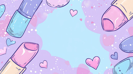 A cute cosmetic-themed background, perfect for use as a decorative backdrop or wallpaper.