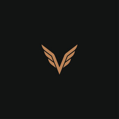 Letter V wings logo icon flat vector design