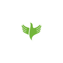 Obraz premium Hands bird logo icon flat vector design