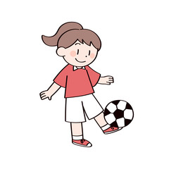 サッカーをする女の子のイラスト