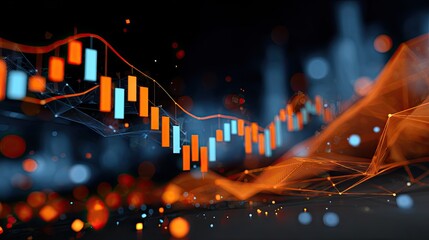 Dynamic Data Visuals: Illustrating the intricacies of financial data through a dynamic, abstract, and colorful representation, highlighting key market trends.