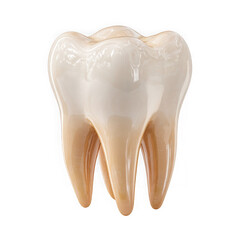 Realistic 3d render of a human molar tooth isolated on transparent background