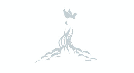 A minimalist illustration of a coffee cup with steam rising, symbolizing International Coffee Day against a clean white background with a simple, modern style and a neutral color palette.