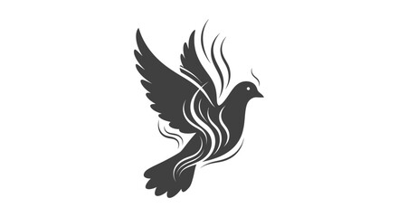 Obraz premium A stylized black dove in flight with white accents on a clean white background, symbolizing peace on International Coffee Day.