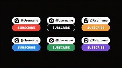 Promote your social media with these vibrant subscribe buttons!