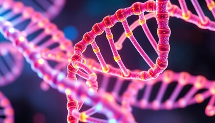 Abstract background of intertwined DNA strands, glowing helixes,  code,  background