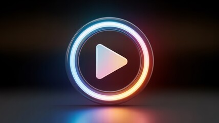 Modern neon play button glowing with vibrant energy