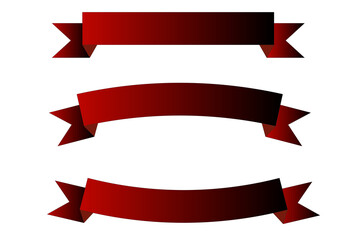 Set of red ribbon banners isolated on white background for decoration and design