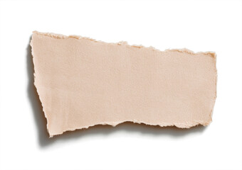 torn paper edge, beige scrap on white background