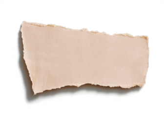 torn paper edge, beige scrap on white background
