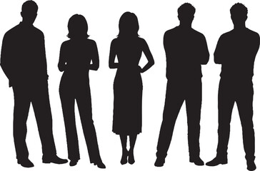 Diverse Group Standing Silhouettes
