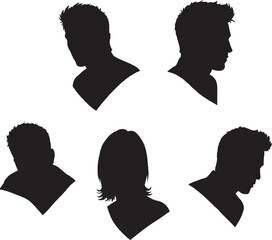 Diverse Human Head and Bust Silhouettes Collection