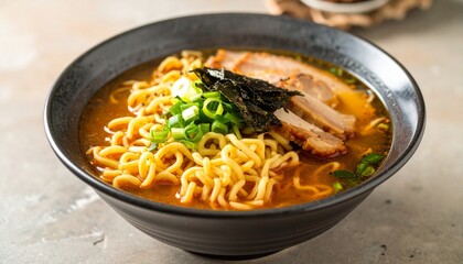 A Delicious Bowl Of Ramen Noodles Savory Broth, Tender Pork, And Fresh Green Onions. Enjoy This Tempting Image Of Authentic Ramen, Perfect For Food Blogs, Recipe Websites, And Culinary