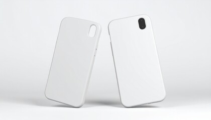 A High Quality Mockup Of Two White Phone Cases, Ideal For Displaying Designs, Showcasing Product Features, And Creating Professional Visuals In A Clean And Modern Style.