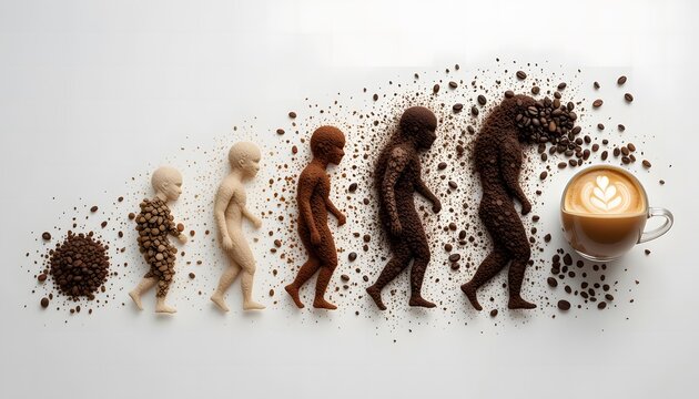 The Evolution of Coffee Figures Transforming from Beans to a Latte