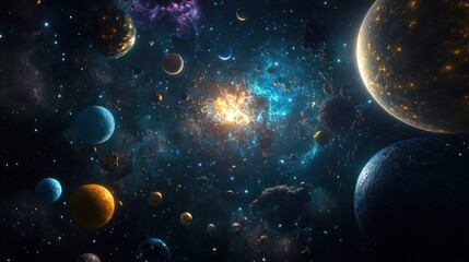 Fototapeta premium Space explosion vivid cosmic scene