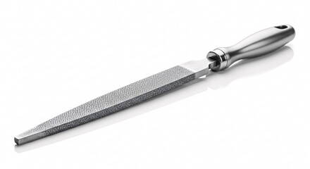 Professional metal file with ergonomic handle ready for precision shaping and finishing tasks