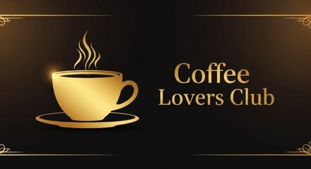 Elegant golden coffee cup logo perfect for coffee shops, clubs, and cafe branding