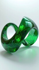 Emerald green, infinity-shaped, smooth glass