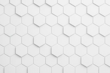 Fototapeta premium Panoramic honeycomb hexagonal pattern with subtle dimensional shifts creating geometric texture wallpaper for modern architectural design