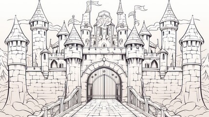 Fototapeta premium Medieval castle drawing