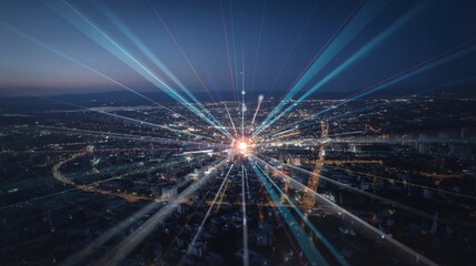 Dynamic city lights connect global network at night