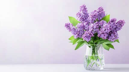 Obraz premium Beautiful lilac bouquet in crystal-clear vase stylish