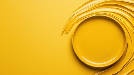 Yellow plate with vibrant paint strokes on a textured background