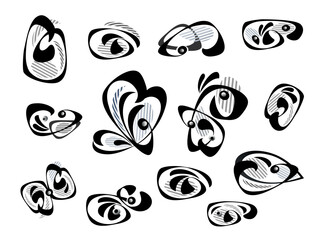 6493 .eps  black and white floral elements