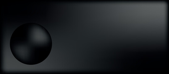Abstract black gradient background with smooth spherical shape on the left side for modern design applications and creative projects with copy space.