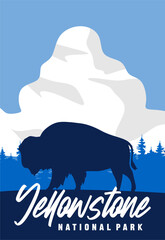 yellowstone national park with beautiful views and beautiful skies