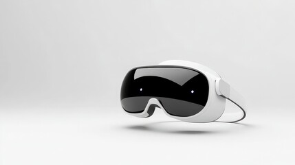 Sleek modern virtual reality glasses floating on a pu