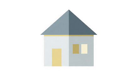 Simple stylized house graphic representing home and shelter with geometric roof and walls transparent background