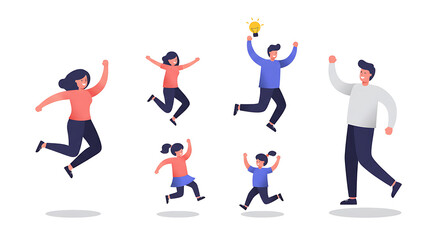 Family Jumping for Joy White Background