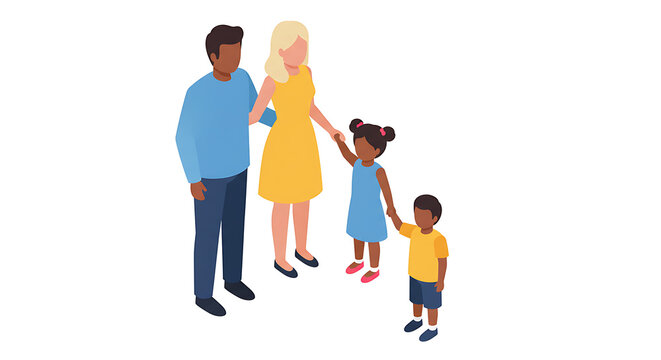 Diverse Family Isometric Illustration