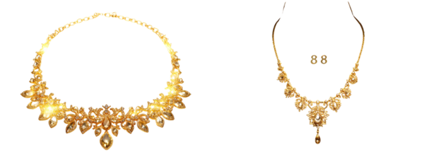 Surreal Glowing Gold Necklace with Sparkling Aura