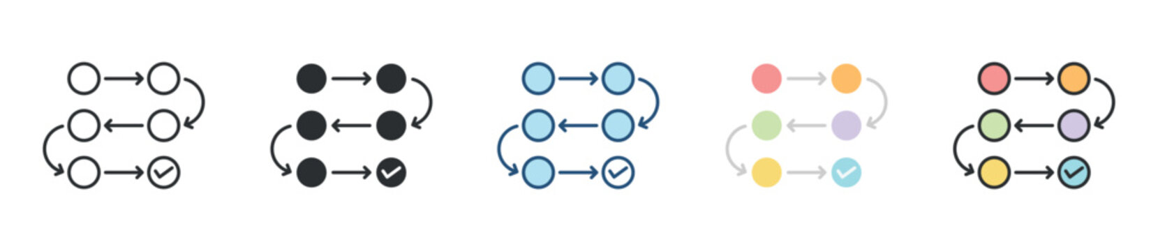 Process Icon Set Multiple Style Collection