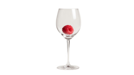 A single wine glass in red berry on white background 