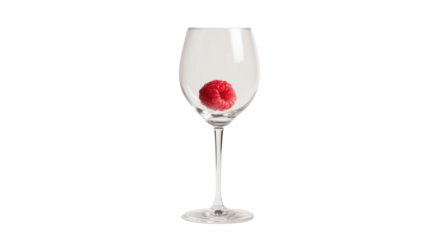 A single wine glass in red berry on white background 