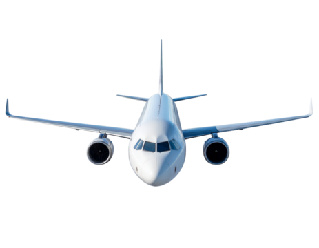 Overhead View of Large Passenger Airplane Isolated on Transparent Background