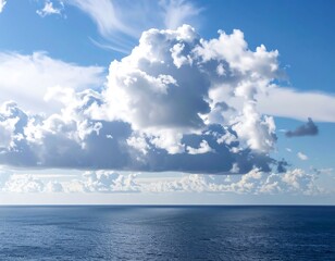Naklejka premium Vast ocean and fluffy clouds against a bright sky