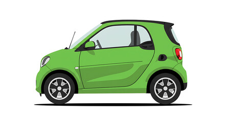 Naklejka premium Green Smart Car Side View White Background