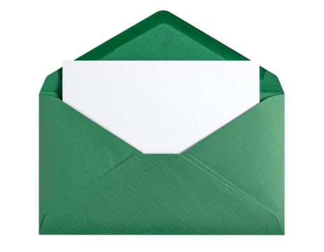 Green Envelope with Letter Isolated on Transparent Background