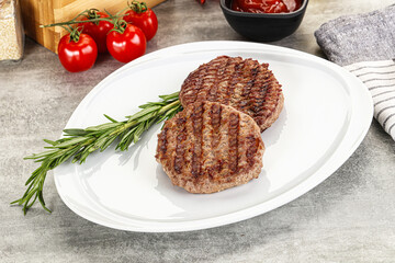Grilled two beef burger cutlet
