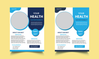 Healthcare template design. Medical flyer design. Simple healthcare and medical flyer design layout.  Professional medical flyer templates.