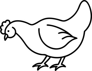 A Chicken Pecking the Ground Minimalist Vector Icon