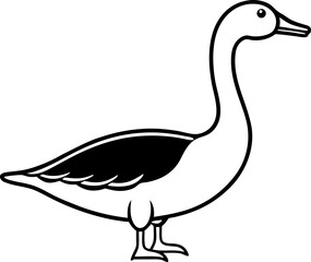 A Goose with a Long Neck Clean Vector Line Art Illustration