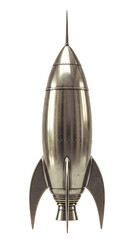 Vintage metal rocket ready for launch, inspiring innovation and future aspirations